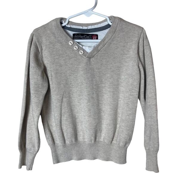 Sovereign Code V Neck Long Sleeve Sweater Oatmeal Size 4T Boys - Picture 6 of 6
